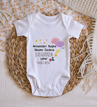 BK Kids İsimli Babaannem Tasarımlı Bebek Body Zıbın - Model 1