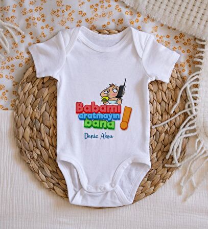 BK Kids İsimli Babamı Aratmayın Bana Tasarımlı Bebek Body Zıbın - Model 1