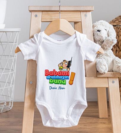 BK Kids İsimli Babamı Aratmayın Bana Tasarımlı Bebek Body Zıbın - Model 1