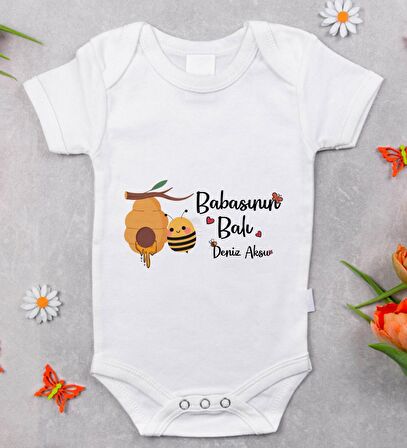 BK Kids İsimli Babasının Balı Tasarımlı Bebek Body Zıbın - Model 1