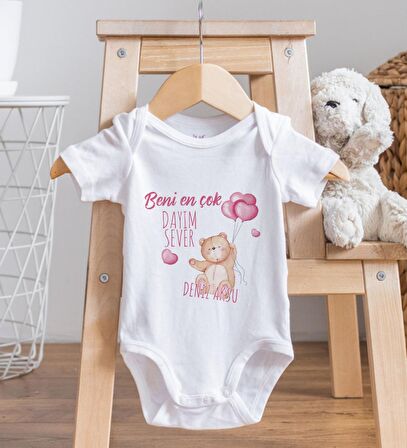 BK Kids İsimli Beni En Çok Dayım Sever Tasarımlı Bebek Body Zıbın - Model 1