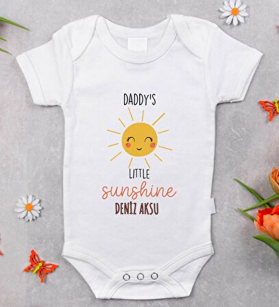 BK Kids İsimli Daddy's Little Sunshine Tasarımlı Bebek Body Zıbın - Model 1
