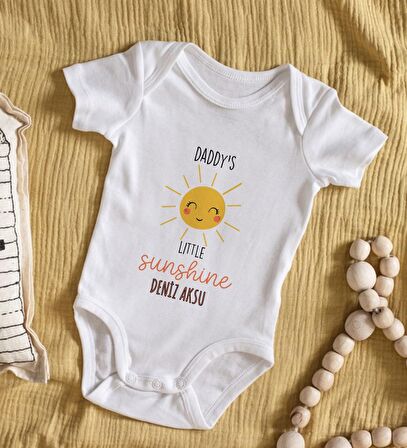 BK Kids İsimli Daddy's Little Sunshine Tasarımlı Bebek Body Zıbın - Model 1