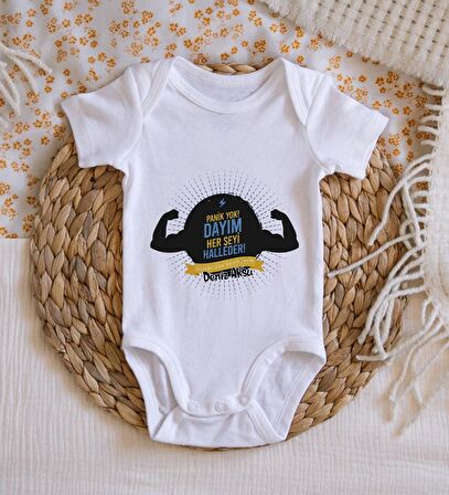 BK Kids İsimli Dayım Her Şeyi Halleder Tasarımlı Bebek Body Zıbın - Model 1