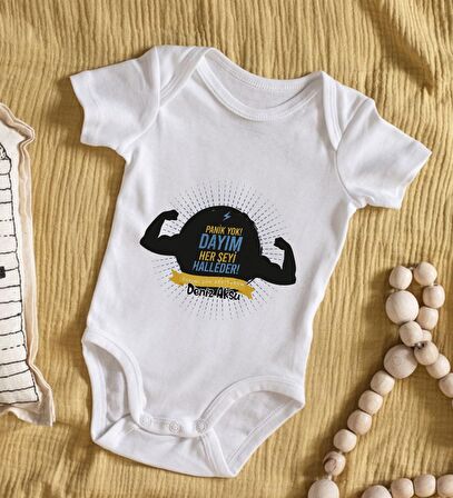 BK Kids İsimli Dayım Her Şeyi Halleder Tasarımlı Bebek Body Zıbın - Model 1