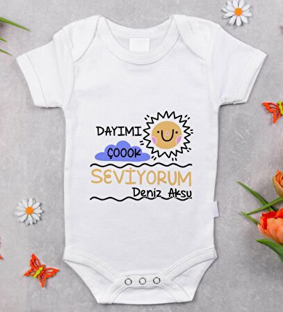 BK Kids İsimli Dayımı Çok Seviyorum Tasarımlı Bebek Body Zıbın - Model 1