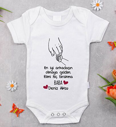 BK Kids İsimli En İyi Arkadaşın Olmaya Geldim Tasarımlı Bebek Body Zıbın - Model 1