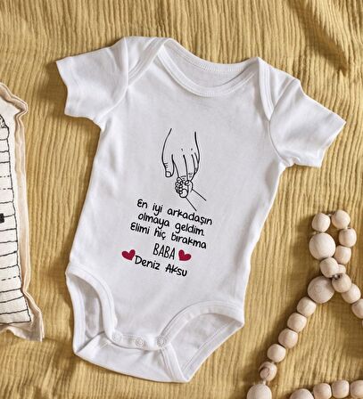 BK Kids İsimli En İyi Arkadaşın Olmaya Geldim Tasarımlı Bebek Body Zıbın - Model 1