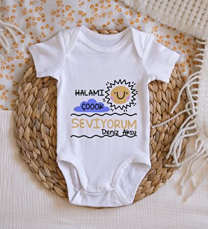 BK Kids İsimli Halamı Çok Seviyorum Tasarımlı Bebek Body Zıbın - Model 1