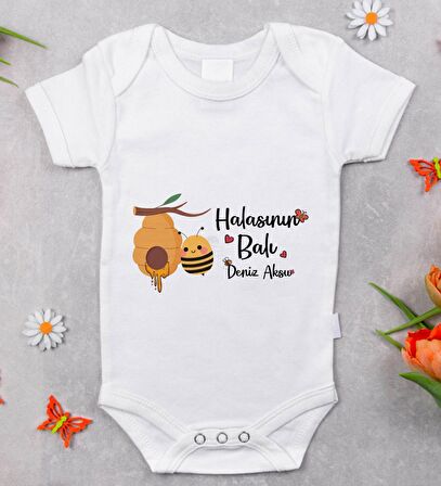 BK Kids İsimli Halasının Balı Tasarımlı Bebek Body Zıbın - Model 1