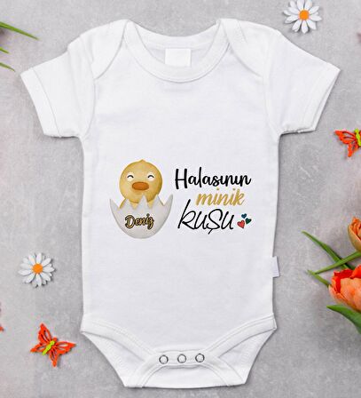 BK Kids İsimli Halasının Minik Kuşu Tasarımlı Bebek Body Zıbın - Model 1