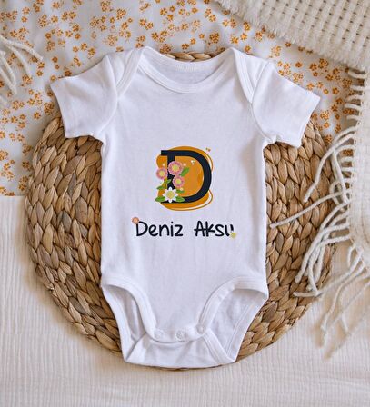 BK Kids İsimli Harfli Bebek Body Zıbın - Model 1