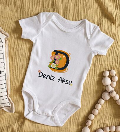 BK Kids İsimli Harfli Bebek Body Zıbın - Model 1