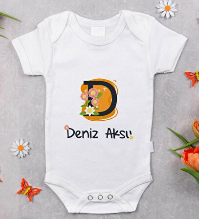 BK Kids İsimli Harfli Bebek Body Zıbın - Model 1