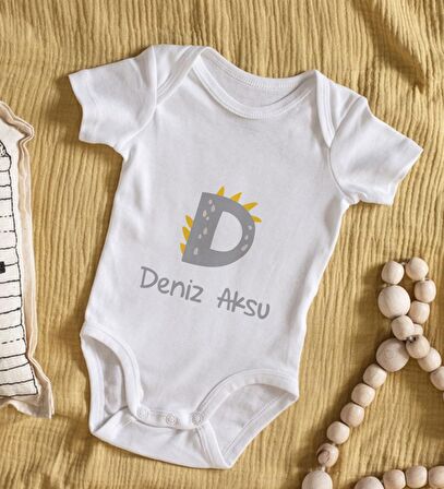 BK Kids İsimli Harfli Bebek Body Zıbın - Model 3
