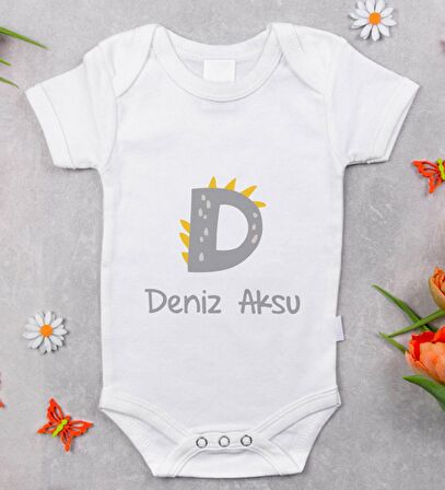 BK Kids İsimli Harfli Bebek Body Zıbın - Model 3