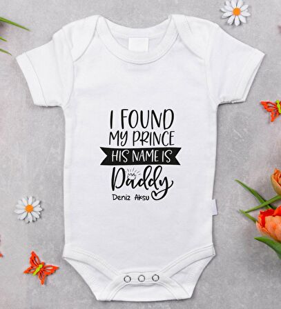 BK Kids İsimli His Name Is Daddy Tasarımlı Bebek Body Zıbın - Model 1