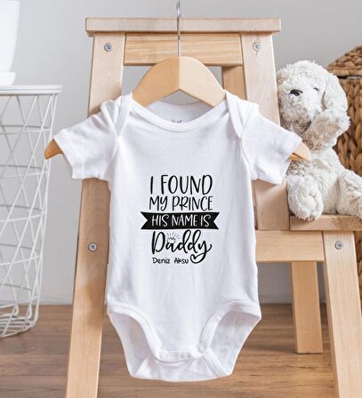 BK Kids İsimli His Name Is Daddy Tasarımlı Bebek Body Zıbın - Model 1