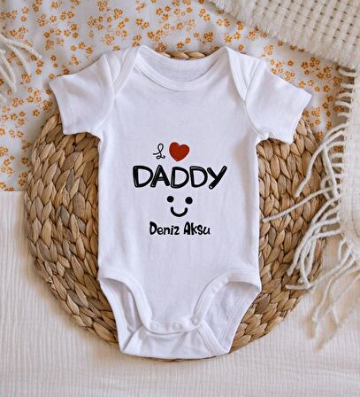 BK Kids İsimli I Love Daddy Tasarımlı Bebek Body Zıbın - Model 1