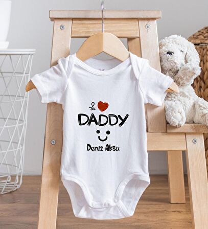 BK Kids İsimli I Love Daddy Tasarımlı Bebek Body Zıbın - Model 1
