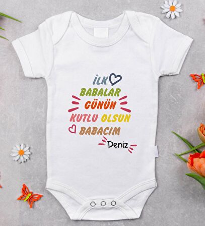 BK Kids İsimli İlk Babalar Günü Tasarımlı Bebek Body Zıbın - Model 1