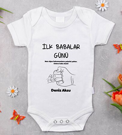 BK Kids İsimli İlk Babalar Günü Tasarımlı Bebek Body Zıbın - Model 2