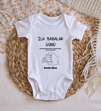 BK Kids İsimli İlk Babalar Günü Tasarımlı Bebek Body Zıbın - Model 2