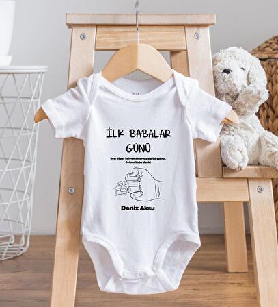 BK Kids İsimli İlk Babalar Günü Tasarımlı Bebek Body Zıbın - Model 2