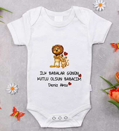 BK Kids İsimli İlk Babalar Günü Tasarımlı Bebek Body Zıbın - Model 3