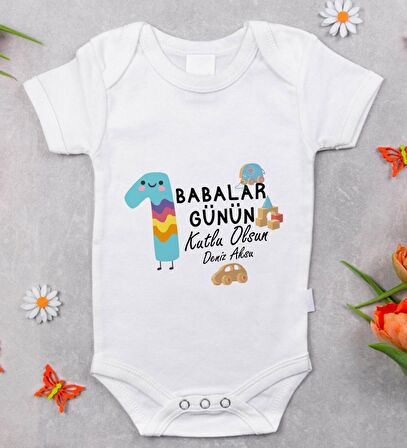 BK Kids İsimli İlk Babalar Günü Tasarımlı Bebek Body Zıbın - Model 4