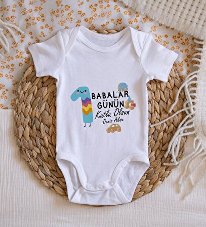 BK Kids İsimli İlk Babalar Günü Tasarımlı Bebek Body Zıbın - Model 4