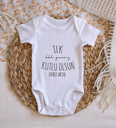 BK Kids İsimli İlk Babalar Günümüz Tasarımlı Bebek Body Zıbın - Model 1