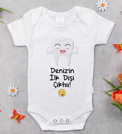 BK Kids İsimli İlk Diş Tasarımlı Bebek Body Zıbın - Model 1