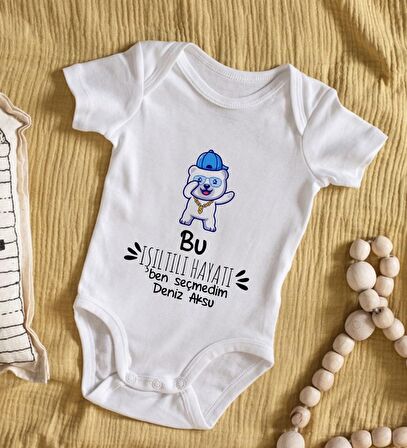 BK Kids İsimli Işıltılı Hayatı Ben Seçmedim Tasarımlı Bebek Body Zıbın - Model 1