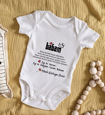 BK Kids İsimli İyi Ki Doğdun Canım Babam Tasarımlı Bebek Body Zıbın - Model 1