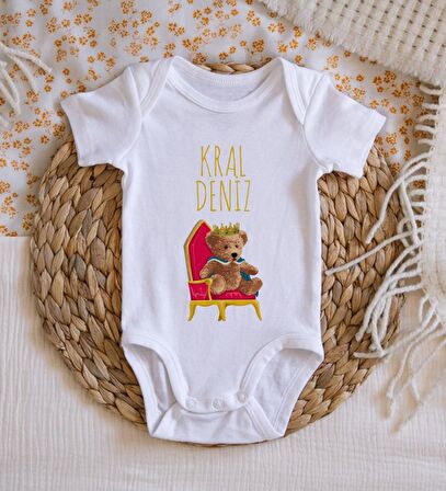 BK Kids İsimli Kral Tasarımlı Bebek Body Zıbın - Model 1