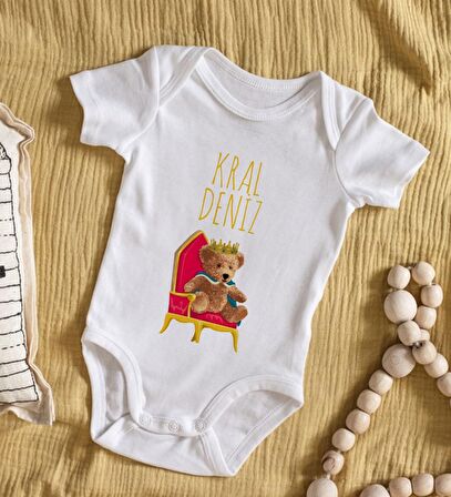 BK Kids İsimli Kral Tasarımlı Bebek Body Zıbın - Model 1