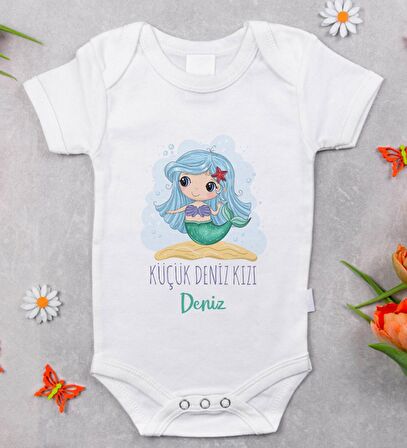 BK Kids İsimli Küçük Deniz Kızı Tasarımlı Bebek Body Zıbın - Model 1