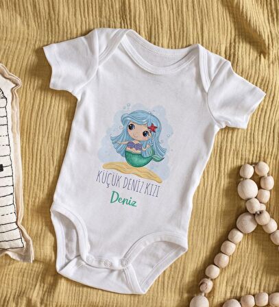 BK Kids İsimli Küçük Deniz Kızı Tasarımlı Bebek Body Zıbın - Model 1