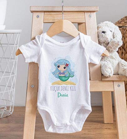BK Kids İsimli Küçük Deniz Kızı Tasarımlı Bebek Body Zıbın - Model 1