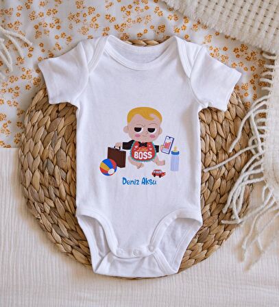 BK Kids İsimli Little Boss Tasarımlı Bebek Body Zıbın - Model 1
