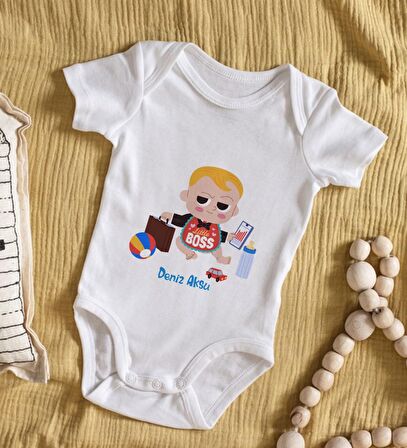 BK Kids İsimli Little Boss Tasarımlı Bebek Body Zıbın - Model 1