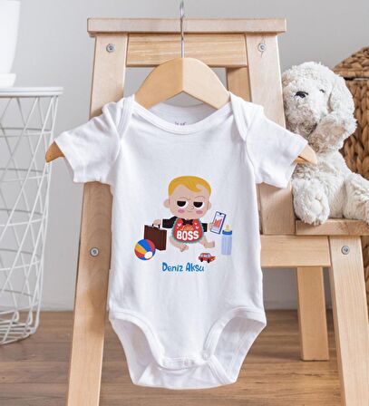 BK Kids İsimli Little Boss Tasarımlı Bebek Body Zıbın - Model 1
