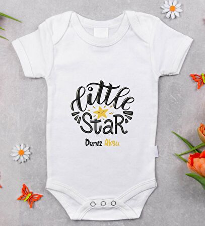 BK Kids İsimli Little Star Tasarımlı Bebek Body Zıbın - Model 1