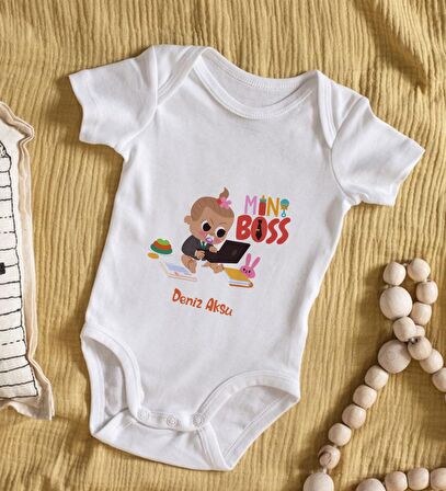 BK Kids İsimli Mini Boss Tasarımlı Bebek Body Zıbın - Model 1