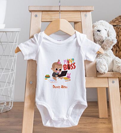 BK Kids İsimli Mini Boss Tasarımlı Bebek Body Zıbın - Model 1