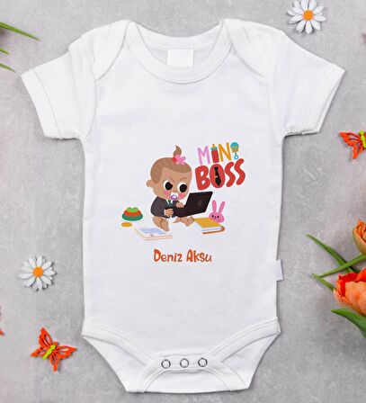BK Kids İsimli Mini Boss Tasarımlı Bebek Body Zıbın - Model 1
