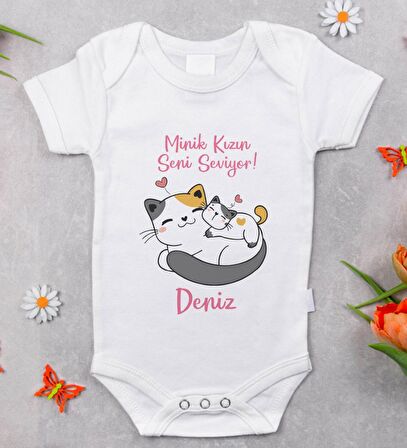 BK Kids İsimli Minik Kızın Seni Seviyor Tasarımlı Bebek Body Zıbın - Model 1