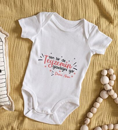 BK Kids İsimli Sen Bir De Teyzemin Güzelliğini Gör Tasarımlı Bebek Body Zıbın - Model 1