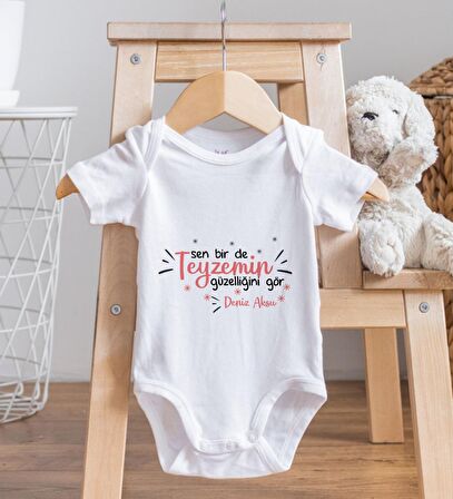 BK Kids İsimli Sen Bir De Teyzemin Güzelliğini Gör Tasarımlı Bebek Body Zıbın - Model 1